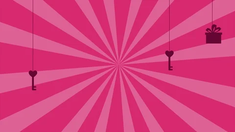 Background twirl with animation key, love, and gift. Happy Valentine day Stock Footage 99432404