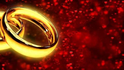 Background with two gold rings 3D rendering Stock Illustration