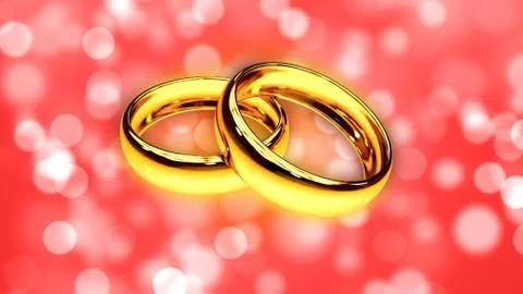 Background with two gold rings 3D rendering Stock Illustration
