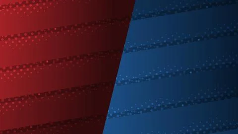 Background Two stripes of red and blue with a lot of dots Stock Illustration