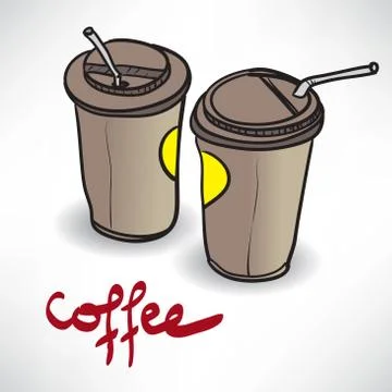 Background with two takeaway coffee cup with space for text Stock Illustration
