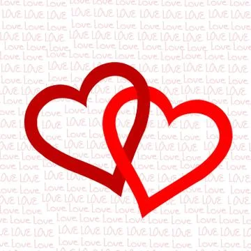 Background with txo linked hearts Stock Illustration