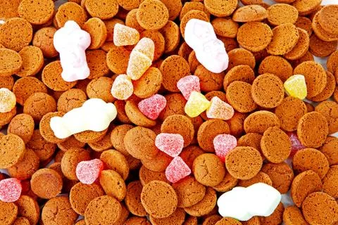 Background of typical dutch sweets: pepernoten Stock Photos