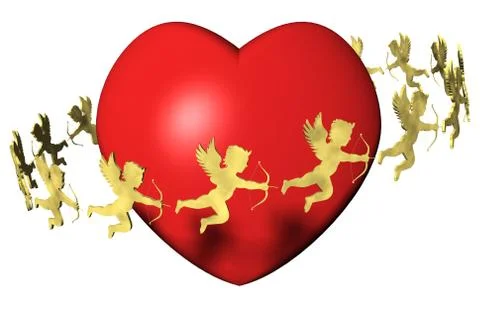 Background Valentine's Day cupid - 3D illustration Stock-Illustration