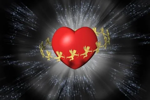 Background Valentine's Day cupid - 3D illustration. 스톡 일러스트