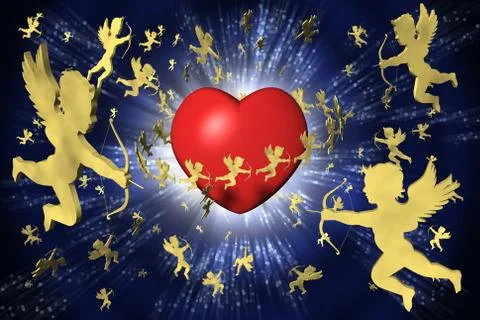 Background Valentine's Day cupid - 3D illustration. 스톡 일러스트