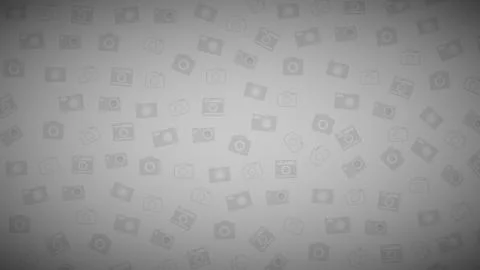 Background with various camera icons randomly placed in grey color for nation Stock Photos