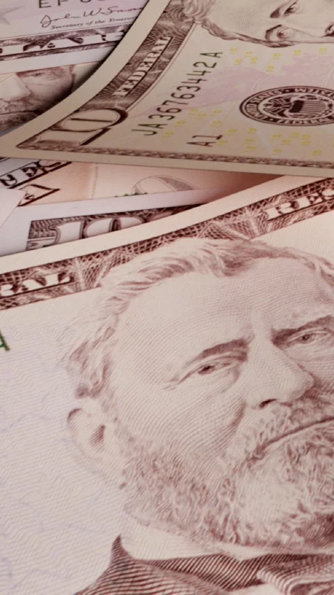 Background with various dollar bills.Close-up Stock Footage 260627053