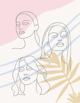 Background with various faces of women Stock Illustration