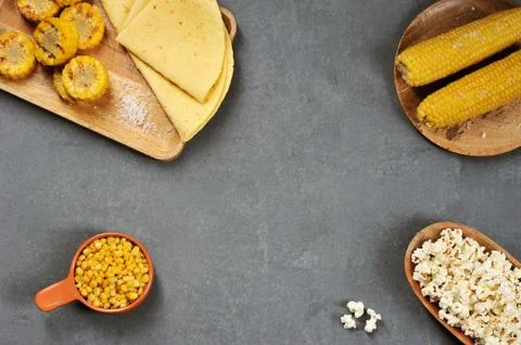 Background of various kinds of corn Stock Photos