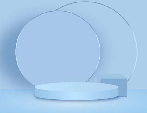 Background vector 3d blue rendering with podium and marble texture wall scene Stock Illustration