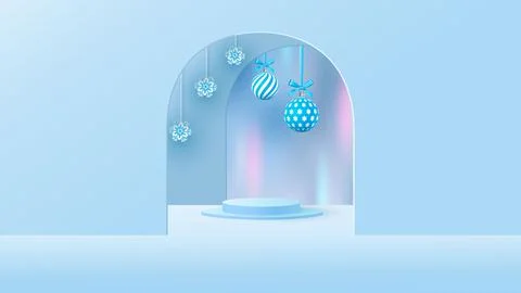 Background vector 3d blue rendering with podium and minimal new year scene Stock Illustration