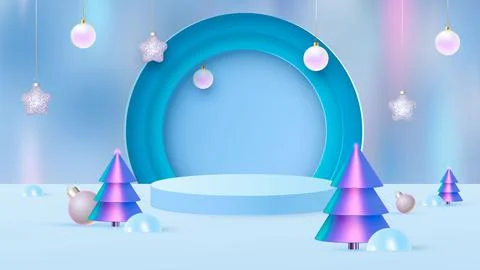 Background vector 3d blue rendering with podium and minimal new year scene Stock Illustration