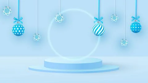 Background vector 3d blue rendering with podium and minimal new year scene Stock Illustration