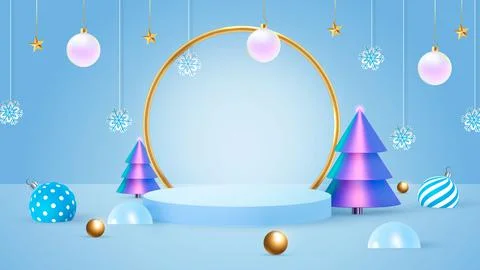 Background vector 3d blue rendering with podium and minimal new year scene Stock Illustration