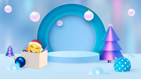 Background vector 3d blue rendering with podium and minimal new year scene Stock Illustration