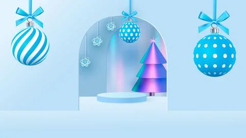 Background vector 3d blue rendering with podium and minimal new year scene Stock Illustration