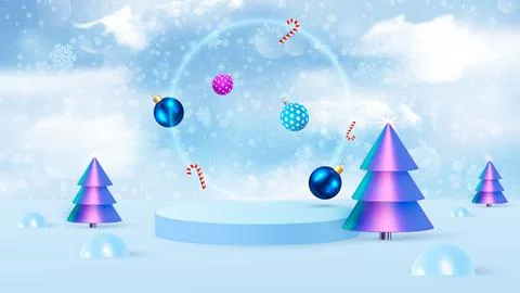Background vector 3d blue rendering with podium and minimal new year scene Stock Illustration