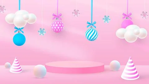 Background vector 3d blue rendering with podium and minimal new year scene Stock Illustration