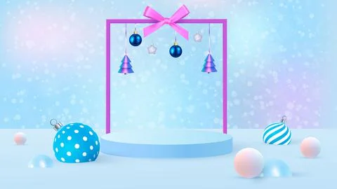 Background vector 3d blue rendering with podium and minimal new year scene Stock Illustration