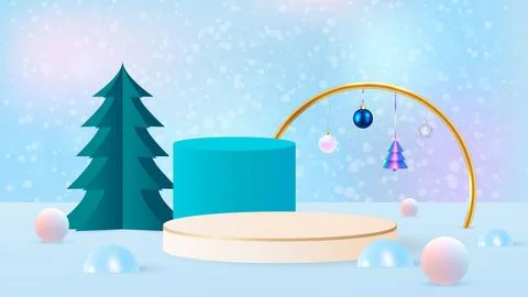 Background vector 3d blue rendering with podium and minimal new year scene Illustrazione stock