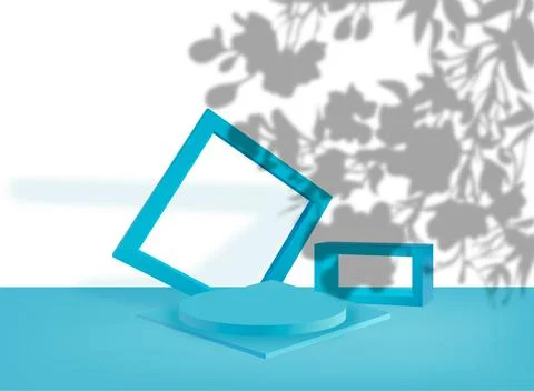 Background vector 3d blue rendering with podium and minimal blue wall scene Stock Illustration