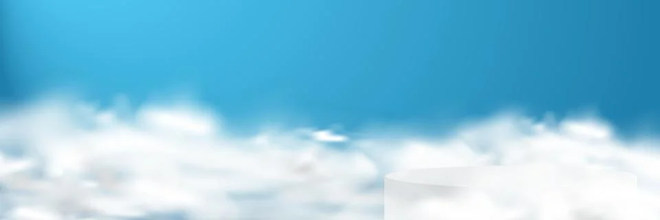 Background vector 3d blue with white cloud podium and minimal blue pastel scene Stock Illustration