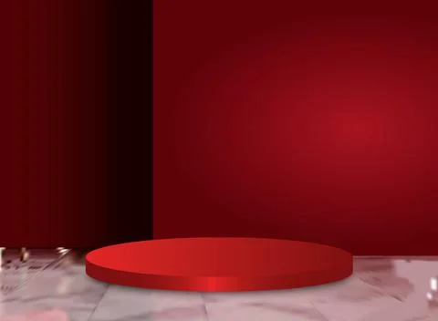 Background vector 3d red rendering with stage product and minimal red wall. Stock Illustration