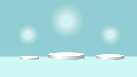 Background vector 3d rendering azure background and metal podium. Stock Illustration