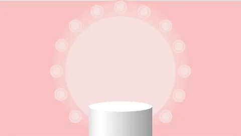 Background vector 3d rendering pink with podium and spotlights, Stock Illustration