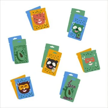Background vector illustration, personal care. Face mask with a different design Stock Illustration