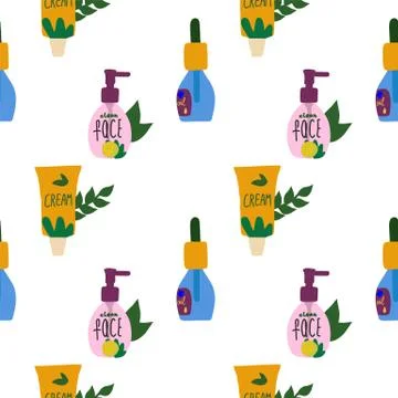 Background vector illustration, personal care. Face mask with a different design Stock Illustration