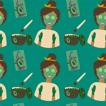 Background vector illustration, personal care. A face mask with a different Stock Illustration