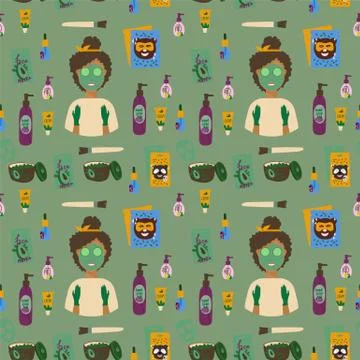 Background vector illustration, personal care. A face mask with a different Stock Illustration