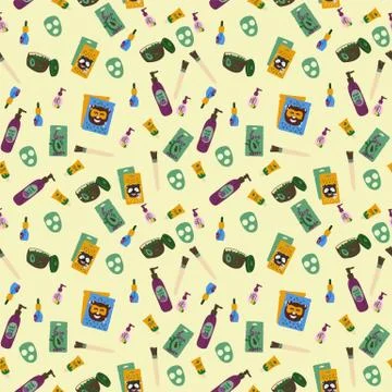 Background vector illustration, personal care. Face mask with a different design Stock Illustration