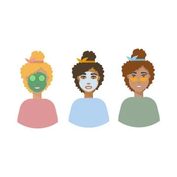 Background vector illustration, personal hygiene. Girls with masks on their Stock Illustration