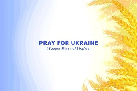 Background vector support ukraine golden spikelets of wheat stop war Stock Illustration