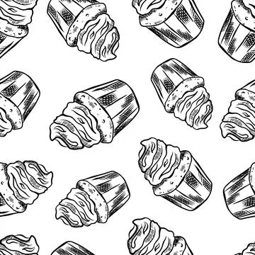 Background with vector sweets. Seamless hand-drawn pattern with a black and.. 스톡 일러스트