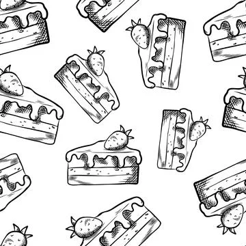 Background with vector sweets. Seamless hand-drawn pattern with a black and.. 스톡 일러스트
