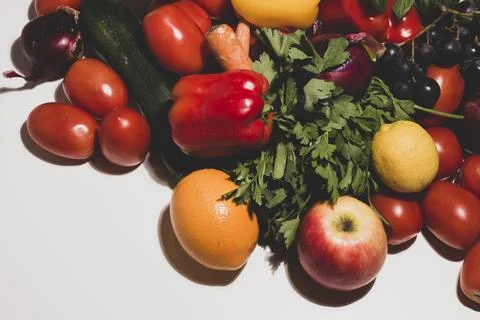 Background of vegetables different fresh farm vegetables. Food or Healthy die Stock Photos