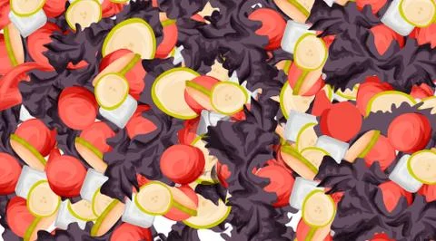 Background with vegetables,cartoon style Stock Illustration