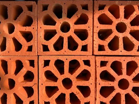Background of ventilation arrangement made of clay (brick) Stock Photos