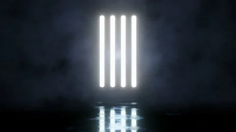 Background with vertical neon lights, fog and reflection on the floor. The st Stock Footage 172784230