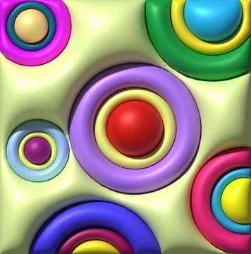A background with vibrant, indented elements in the form of concentric ring.. Stock Photos