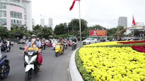 Background video with driving through the streets of the city Video stock 235461721