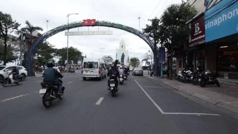 Background video with driving through the streets of the city Video stock 235461761