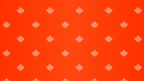 Background Video with Orange Background of Maple Leaf Icons Moving Upwards Stock Footage 300159510