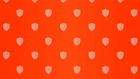 Background Video with Orange Background of Shield Icons Moving Upwards Stock Footage 300159513