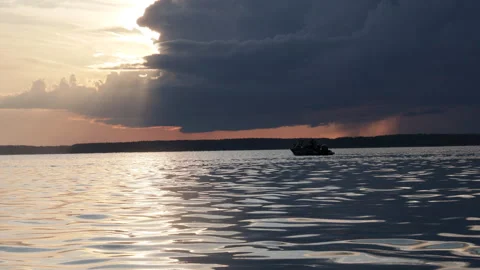  background view of summer sunset with the reflection of the sun on the river Stock Footage 280506872