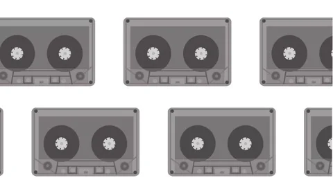 A background of vintage audio cassettes Stock Footage 308930162